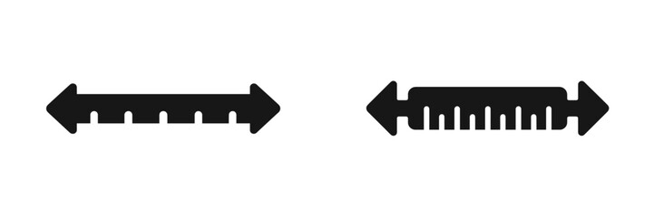 Measurement scale graphic showing different lengths with left and right arrows, ideal for design or technical applications