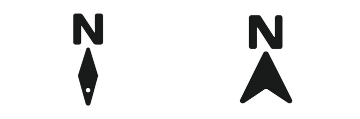 Two distinct compass designs showcasing the letter N, emphasizing directionality and navigation in a minimalist style