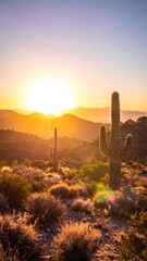 Desert sunset with cacti (1)