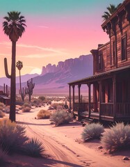 Desert town at sunset (1)