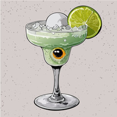 Spooky Margarita Vector Collection – Creepy Halloween Cocktails with Skulls and Eyeball Garnishes