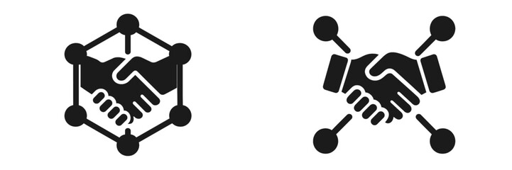 Unique handshake symbols representing collaboration and partnership in modern design
