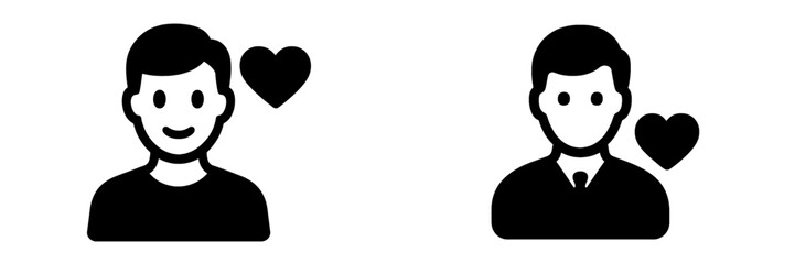 Modern symbols representing affection and attraction with a casual and formal character design