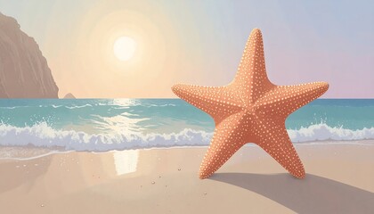 Seashore scene with starfish