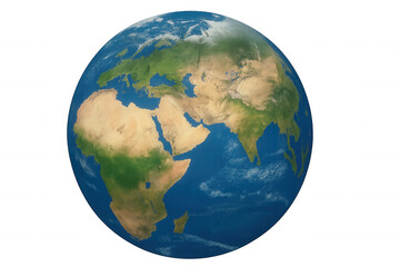 Fototapeta premium Photorealistic 3d rendering of planet earth rotating, featuring europe, asia, and africa, with transparent background for easy compositing