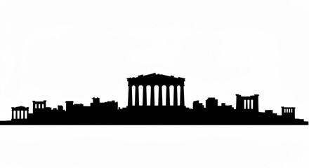 Obraz premium Silhouette of the acropolis of athens skyline featuring ancient greek architecture and historic landmarks created with generative ai