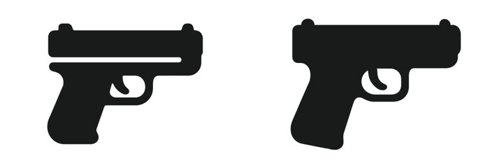 Detailed illustration of two handguns on a plain background showing modern firearm design and varied features in a simplistic style