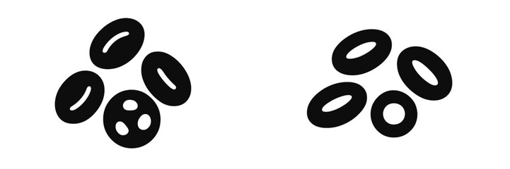 Graphic representation of two distinct groups of abstract round shapes on a plain background illustrating design concepts