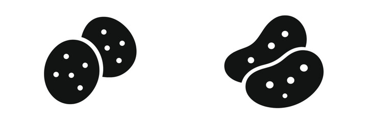 Classic black and white illustrations of different potato shapes showcasing their unique features