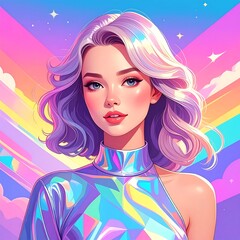 Digital portrait of a girl with vibrant style