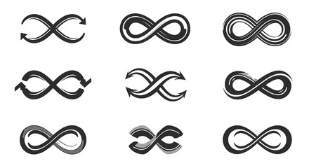 Infinity symbol sketches set