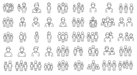 People icons, line art collection