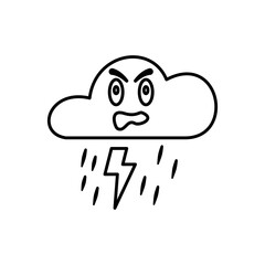 angry cloudy icon, bad weather icon, simple flat style, vector illustration, symbol, design logo template pictogram, for ui or ux isolated on white for mobile app, editable