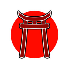 Japanese gate icon, simple flat style, vector illustration, symbol, design logo template pictogram, for ui or ux isolated on white for mobile app, editable