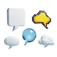 Collection of 3d speech bubble icons for chat