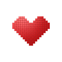 3d pixelated heart symbol of love and gaming