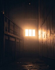 Dim interior with a single light source