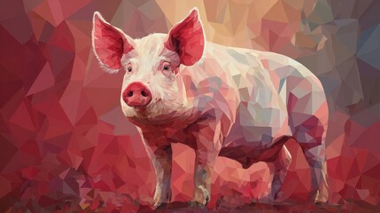 Detailed artistic representation of a pig showcasing vibrant colors and geometric patterns in a captivating visual display