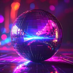 Disco ball, vibrant lights