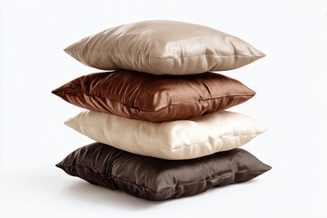 Stacked decorative pillows in muted tones