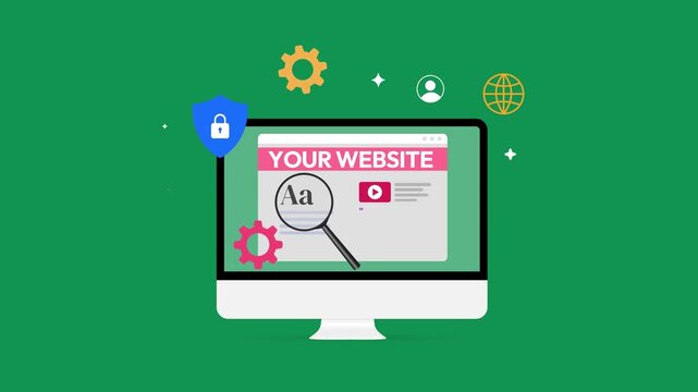 A Secure and Engaging Online Presence with High Quality website optimization on green screen 4k animation
