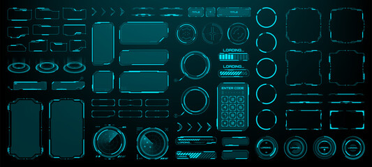 Head up display technology elements. Hud vector graphics. Digital screen interface for futuristic presentation.