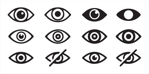 Stylish open eye graphic icon many more