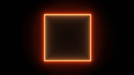 Illuminated Square Shape Glowing in Dark Background, Showcasing Vibrant Neon Effects and Geometric Design Elements