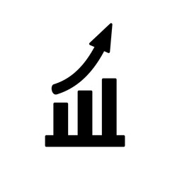 Growing graph Icon, simple flat style, illustration, logo sign symbol pictogram template, for ui or ux isolated on white for mobile app, editable