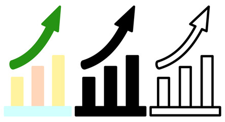 Growing graph Icon, simple flat style, illustration, logo sign symbol pictogram template, for ui or ux isolated on white for mobile app, editable