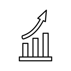 Growing graph Icon, simple flat style, illustration, logo sign symbol pictogram template, for ui or ux isolated on white for mobile app, editable