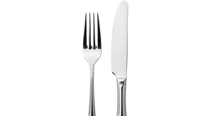 Isolated Silver fork and knife on a white background