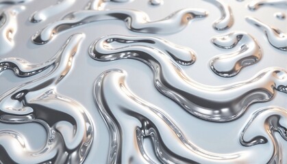Abstract metallic liquid texture with flowing curves and a shiny surface reflecting light, futuristic design concept of graphic design or product branding