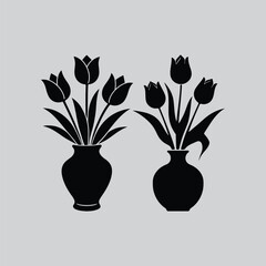 Vintage Garden Tulip Flower Drawing
