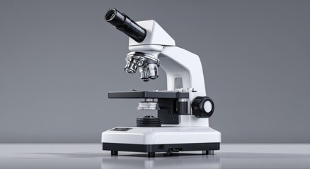 White microscope on gray background