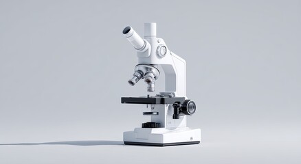 White microscope on a light gray background