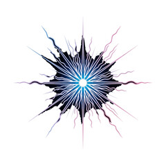 Vector art of abstract black and blue jagged explosion design with sharp lines and dynamic symmetry