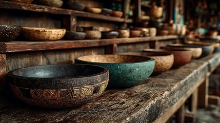 Fototapeta premium Glossy bamboo bowls designed with sustainable chic elegance high resolution picture