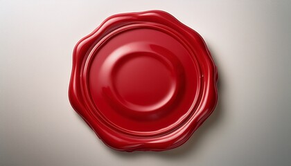 bright red wax seal circular shape with smooth edges and texture