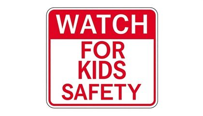 Red and white safety sign