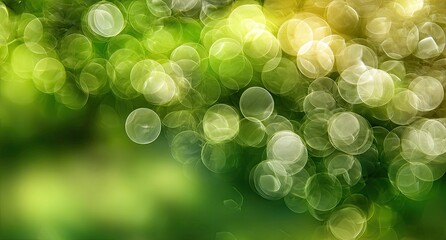 Abstract bokeh background of vibrant green and yellow circles