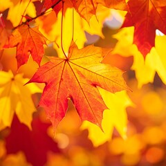 Fototapeta premium Vibrant autumn leaves, red and gold