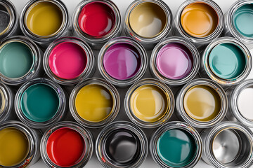 colorful paint cans