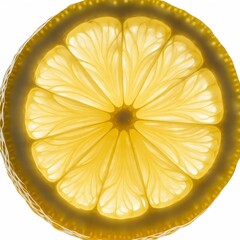 AI Generated Bright Lemon Slice with Glowing Texture on White Background