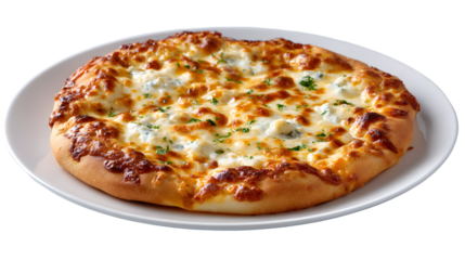 A classic Pizza Quattro Formaggi (Four Cheese Pizza), a delicious white pizza topped with a rich blend of four melted and browned Italian cheeses.