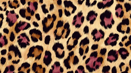 Leopard print pattern with muted colors.  A repeating  animal skin motif