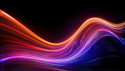 glowing neon waveform vibrant pink purple orange colors dark background creating dynamic abstract light vibrant glowing neon