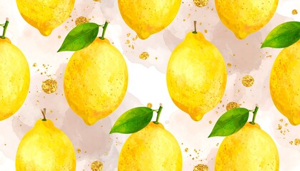 Watercolor lemons on a white background