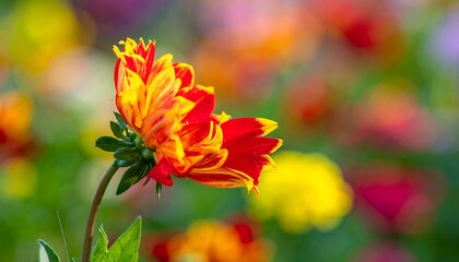 Vibrant dahlia in a garden setting