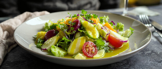 Fresh Vegetable Salad with Olive Oil Drizzle